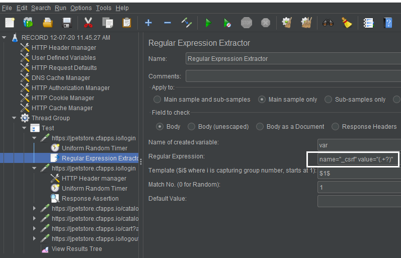 regular expression extractor